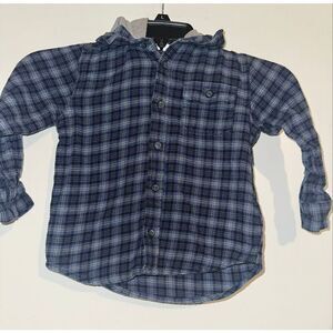 Old Navy Button up Hooded Long Sleeve Flannel shirt boys size 4T